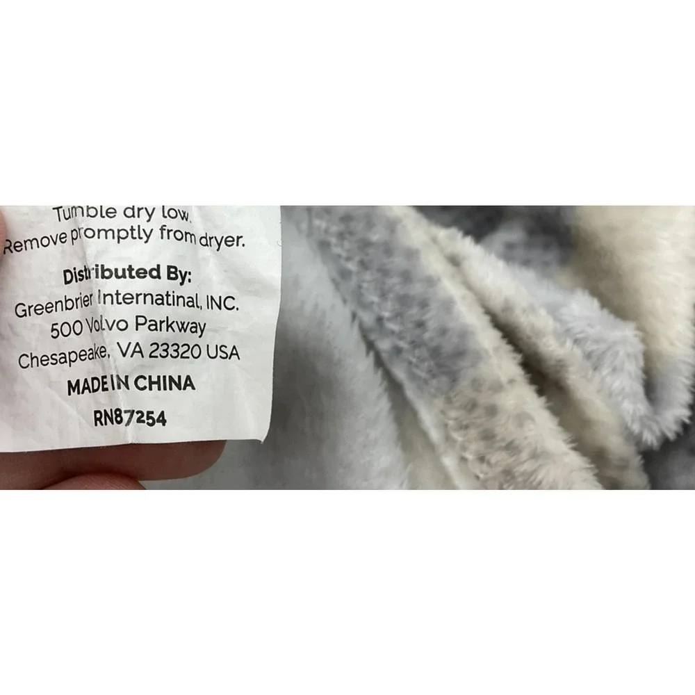 Greenbrier Printed Plush Throw Blanket 50x60 Gray Beige Plaid Soft Polyester Bed